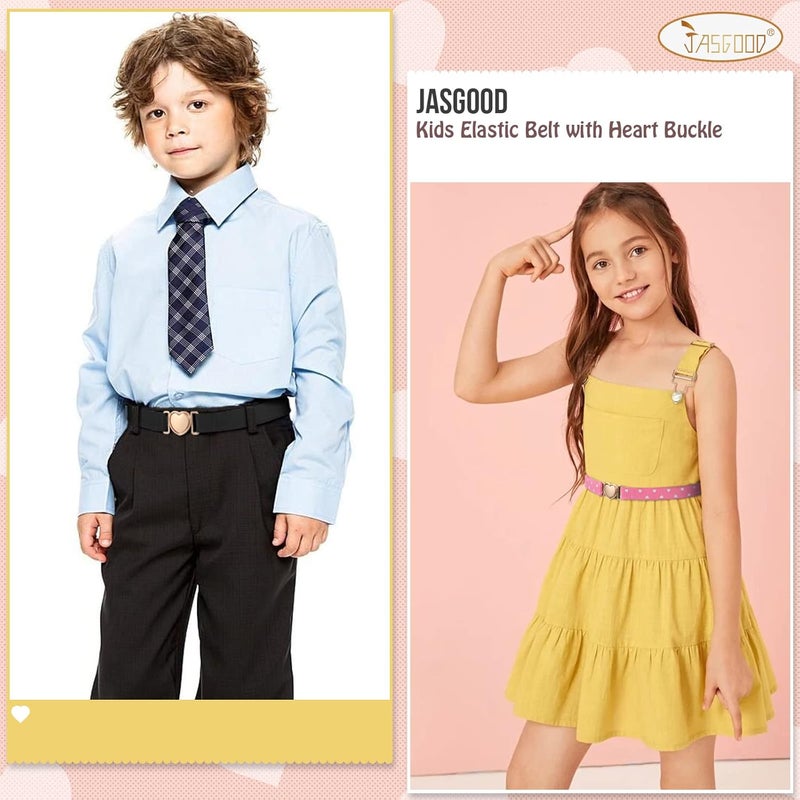 Jas. Good Elastic Belts for Toddler Kids Adjustable Boys Girls Teens Stretch Belts with Heart Buckle for Back to School - Image 2